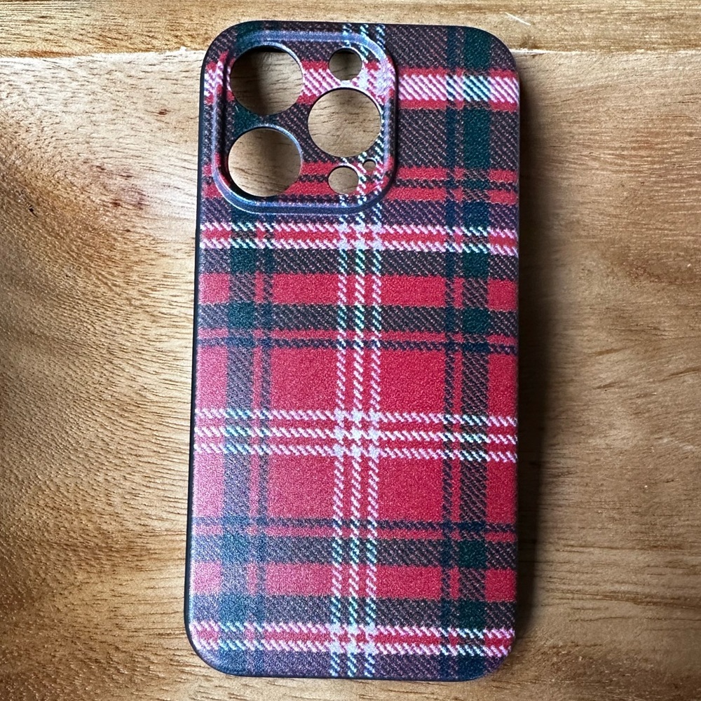 Brand New iPhone 14 Pro Case Black Red White Plaid Tartan